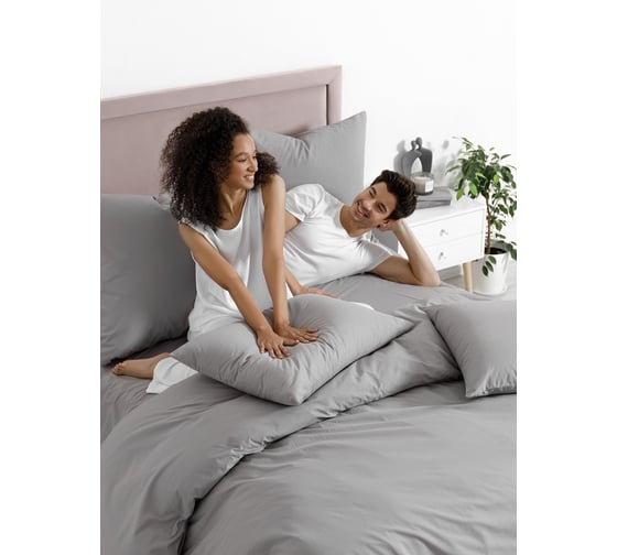 Комплект постельного белья Guten Morgen поплин гладкокрашенный, рис. Lilac grey, Дуэт, с наволочками 50x70 см GMП-16-3915-143-240-50