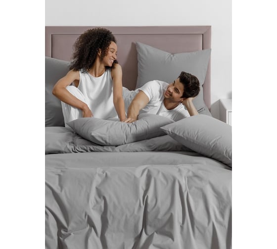 Комплект постельного белья Guten Morgen поплин гладкокрашенный, рис. Lilac grey, Дуэт, с наволочками 50x70 см GMП-16-3915-143-240-50