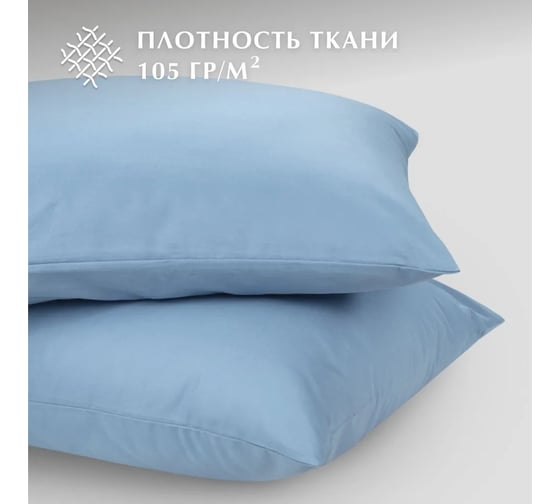 Набор наволочек Guten Morgen поплин гладкокрашенный, голубой, 70x70 см, 2 шт. ННПгк-гол-70-70-2