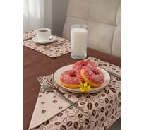 Набор кухонный Guten Morgen рогожка, Коричневый, скатерть + подставки, Кофейные деревья 110x140 см , 35x45 см 4 шт С6П-КорКофД-110-35