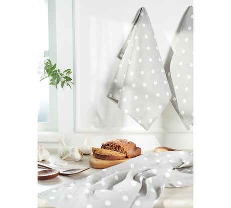 Полотенце Guten Morgen Вафельное полотно, Горох серый, 35x60 см Пв-гс-35-60