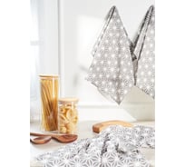 Полотенце Guten Morgen Вафельное полотно, Абстракция серая, 35x60 см Пв-ас-35-60