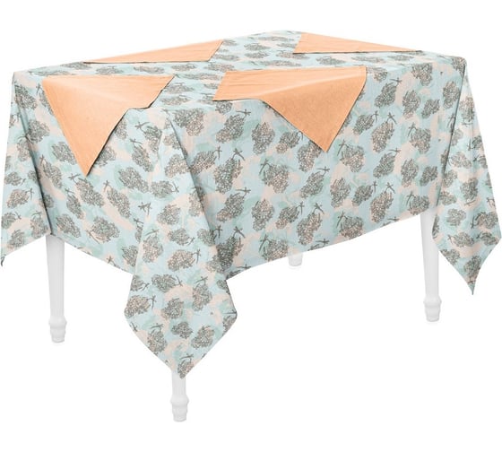 Кухонный набор Guten Morgen рогожка, Marshmallow, скатерть+салфетки , 140x150 см, 40x40 см, 4 шт. НКМШЛ-140-150-40-40-4 1