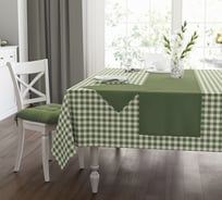 Скатерть Guten Morgen рогожка, Клетка зеленая, 150x220 см СР-клзел-150-220