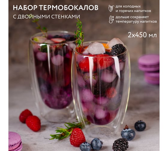 Термобокалы с двойными стенками ND Play 450 мл, набор из 2шт, стекло 296705