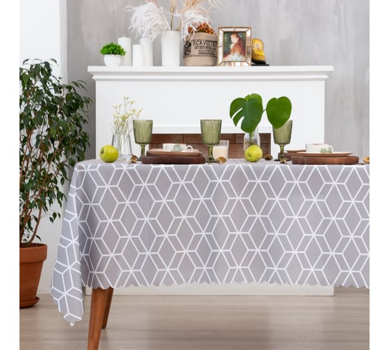 Скатерть Доляна Hexagon 145x180 см, 100% полиэстер 7797377 1
