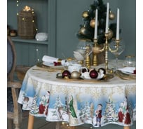 Скатерть Этель Christmas time диаметр 220 см +/-3 см с ГМВО, 100% хлопок, саржа 190 г/кв.м 4496669