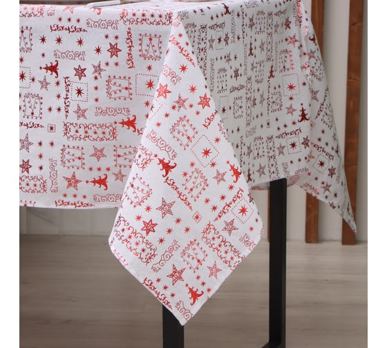 Скатерть Этель Новогодняя 140x220 ±5 см, 80% п/э 20% лен, 120 г/кв.м 10100582