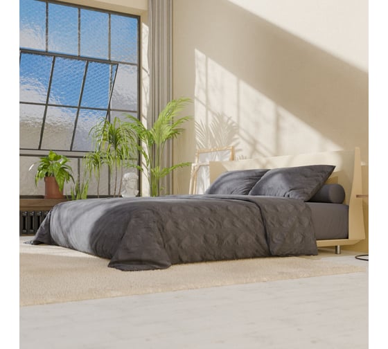 Комплект постельного белья LoveLife 1,5 спальный, Texture: dark gray, 143x215 см, 150x240 см, 50x70 см 2 шт., микрофибра, 110 г/м2 1032316 10323169