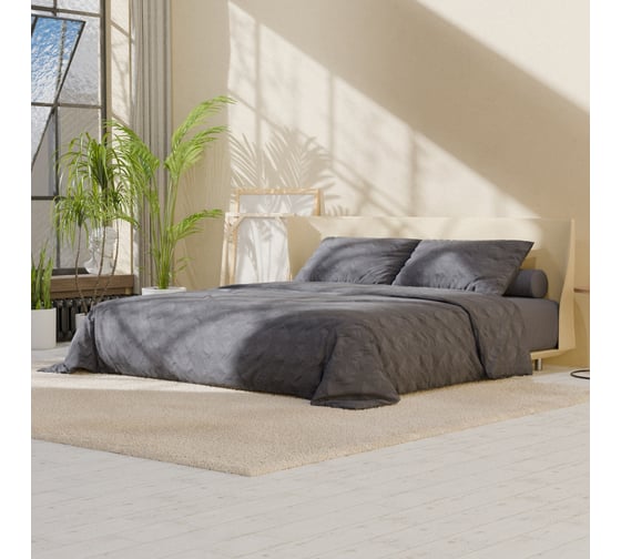 Комплект постельного белья LoveLife 1,5 спальный, Texture: dark gray, 143x215 см, 150x240 см, 50x70 см 2 шт., микрофибра, 110 г/м2 1032316 10323169