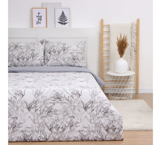 Комплект постельного белья LoveLife евро, Plant 200x220 см, 225x240 см, 50x70 см 2 шт., жатка, 100% п/э, 100 гр/м2 10322858 1