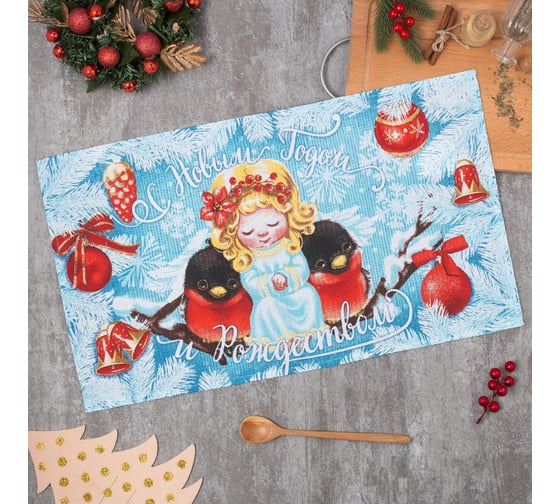 Полотенце Доляна С Рождеством 35x60 см,100% хлопок 160 г/м2 2588684 1