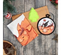 Набор подарочный Этель Китайский дракон: кухонное полотенце 40x73 см, прихватка 17x17 см; хлопок 100% 9834149