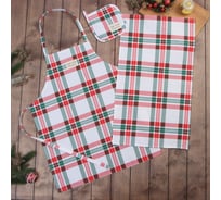 Кухонный набор Этель Нoliday decoration: полотенце 40x73 см, прихватка 19x19 см, фартук 60x70 см 9829348