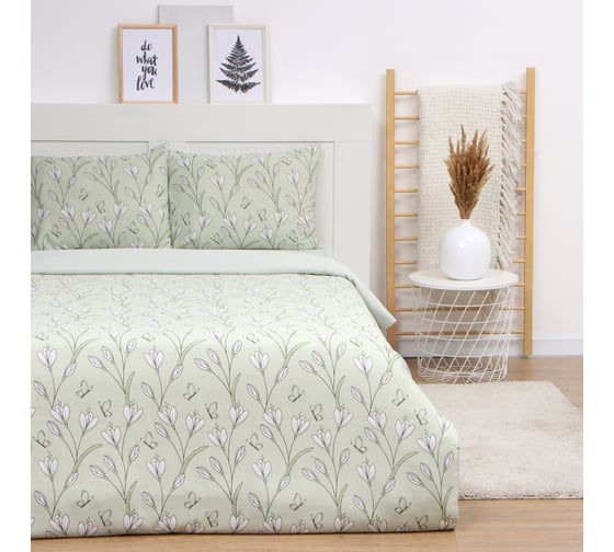 Комплект постельного белья LoveLife дуэт Tulips 143x215 см 2 шт, 225x240 см, 50x70 см 2 шт, жатка, 100% полиэстер, 100 г/кв.м 10322877 1