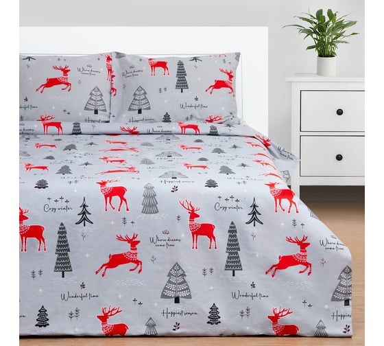Комплект постельного белья Этель пододеяльник и 2 наволочки Cozy winter 175x215 см, 50x70 см - 2 шт, 100% хлопок 7986090 1