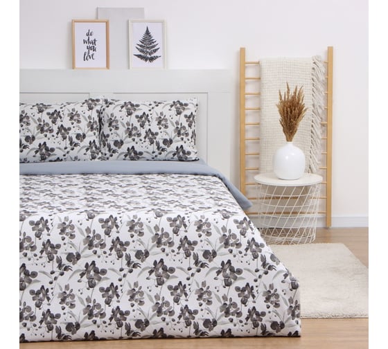 Комплект постельного белья LoveLife дуэт Flowers 143x215см-2шт, 225x240см, 50x70см-2шт, жатка, 100% п/э, 100гр/м2 10322842 1