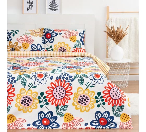 Комплект постельного белья LoveLife дуэт Summer 143x215см-2шт, 225x240см, 50x70см-2шт, жатка, 100% п/э, 100гр/м2 10322837 1