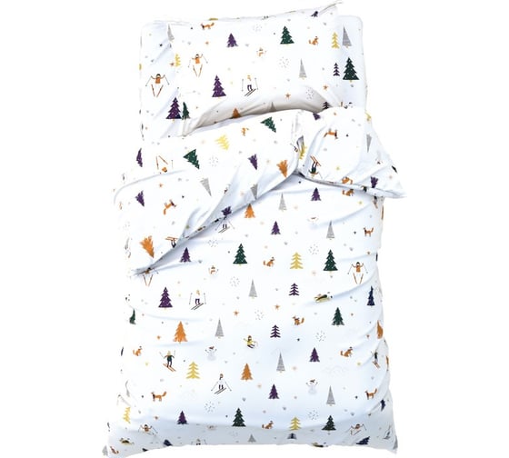Комплект постельного белья Этель 1,5 сп Happy skiers 143x215 см, 150x214 см, 50x70 см -1 шт, 100 % хлопок, бязь 10385145 1