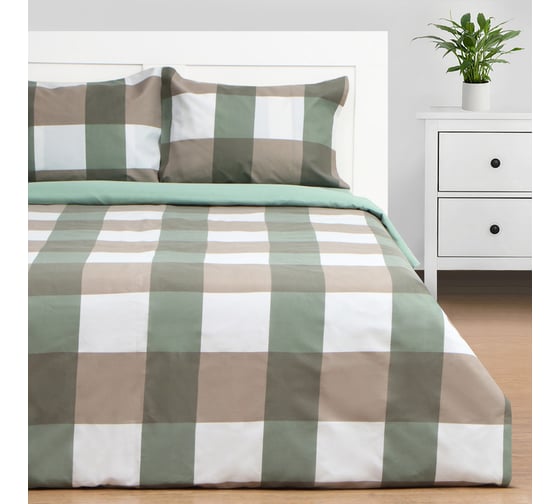 Комплект постельного белья Этель 2 сп Olive cage 180x215 см, 200x225 см, 50x70± 3 см-2 шт, новосатин 10326518