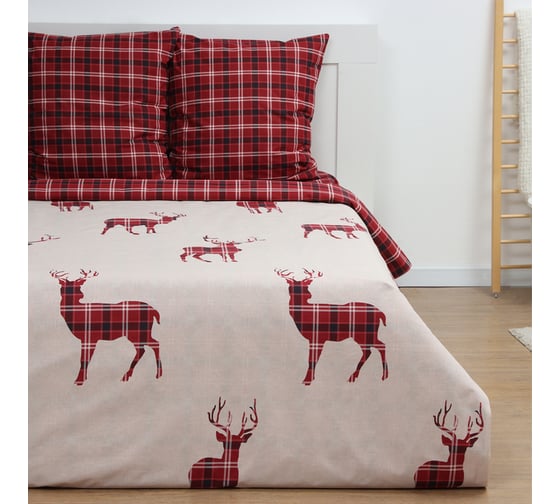 Комплект постельного белья Этель Scottish deer евро 200x217 см,220x240 см,70x70 см -2 шт,поплин 125 г/м2 10385152