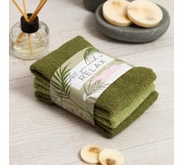 Набор махровых полотенец Этель "All you need is relax" 30x30 см - 3 шт, 340 г/м2, 100% хл 6622969