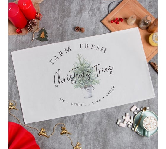 Полотенце Этель Christmas tree 40x73 см, 100% хл, саржа 190 гр/м2 7772782 1