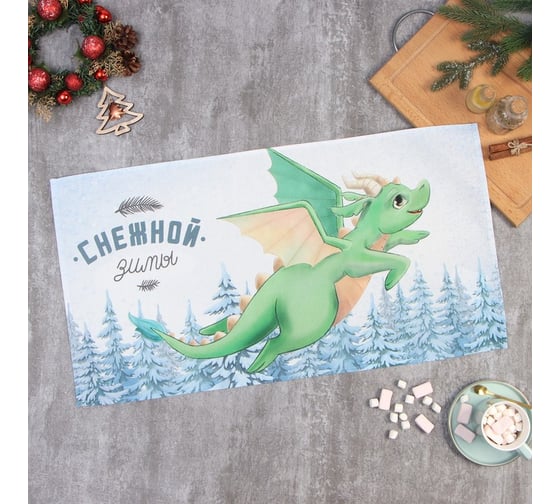 Полотенце Этель "Снежной зимы" 40x73 см, 100% хл, саржа 190 г/м2 9907877 1