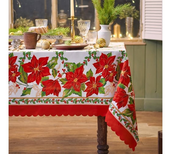 Скатерть Доляна "Праздничный узор" 145x220 см, 100% п/э 7731149 1