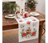 Дорожка на стол Этель "Christmas red flowers" 40x147 см, 100% хл, саржа 190гр/м2 5135203