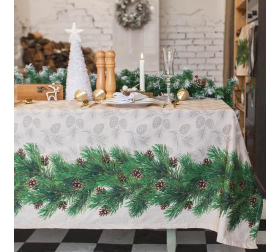 Скатерть Этель Еловые ветви 180x148+/- 3см, 100% хл, саржа 190 гр/м2 3629001 1