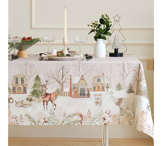 Скатерть Этель "Звери в городе" 110x149 см, 100% хл, саржа 190 г/м2 9896189 1