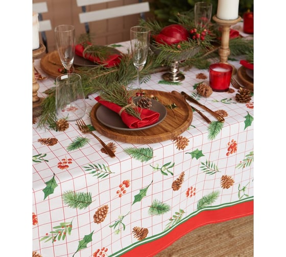 Скатерть Доляна New Year 146x220 см, 100% хлопок, рогожка 164 г/м2 4980253