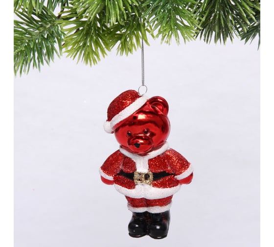Елочная игрушка Серпантин Волшебный медвежонок 8x5x12 см, красный 916-0789