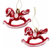 Елочная игрушка Серпантин Лошадка 6x8 см набор 2 шт, красный 916-912