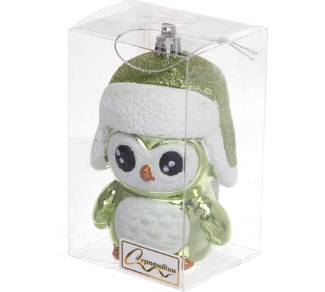 Елочная игрушка Серпантин Новогодний пингвин 7x6x11 см, зеленый 916-0697