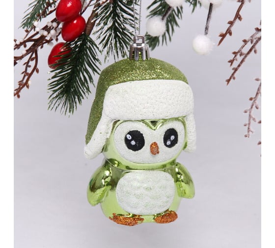 Елочная игрушка Серпантин Новогодний пингвин 7x6x11 см, зеленый 916-0697