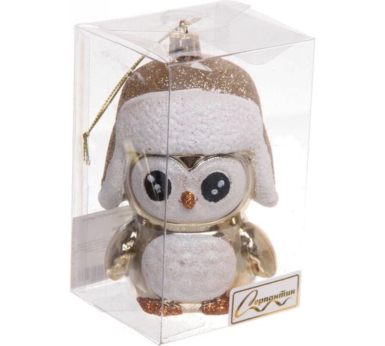 Елочная игрушка Серпантин Новогодний пингвин 7x6x11 см, шампань 916-0698 1