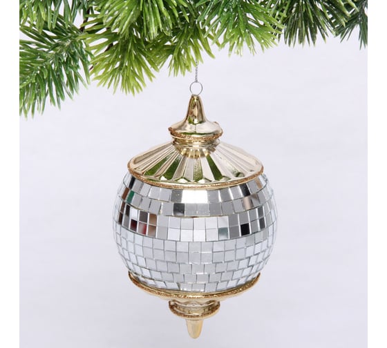 Елочная игрушка Серпантин Новогодняя дискотека 8x8x13 см, золото 916-1180