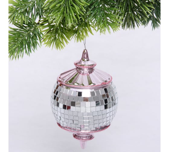 Елочная игрушка Серпантин Новогодняя дискотека 8x8x13 см, розовый 916-1183
