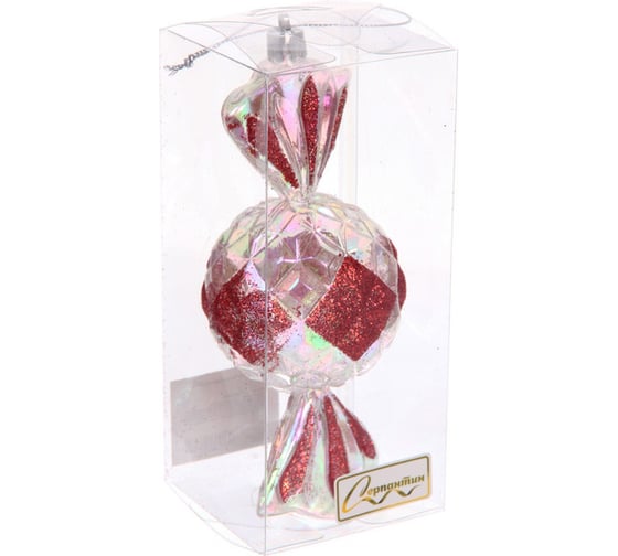 Елочная игрушка Серпантин Сладкая конфетка 6,3x6,3x15 см, красный 107-6001 1