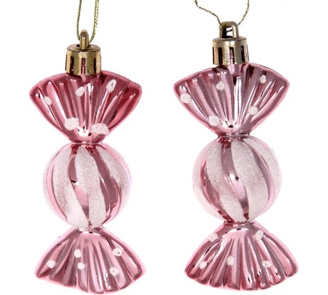 Елочные игрушки Серпантин Таинственное очарование Конфетки 8 см набор 2 шт, розовое золото 916-886