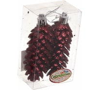 Елочные игрушки Серпантин Шишки блестящие 9 см набор 2 шт, рубин 916-0479