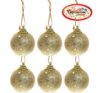 Новогодние шары Серпантин 4 см набор 6 шт блестящее напыление, золото 652-012