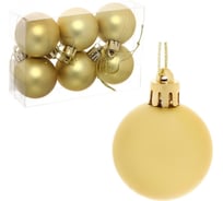 Новогодние шары Серпантин 4 см набор 6 шт матовый, золото 183-838