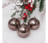 Новогодние шары Серпантин 8 см набор 3 шт глянец, графит 201-1758