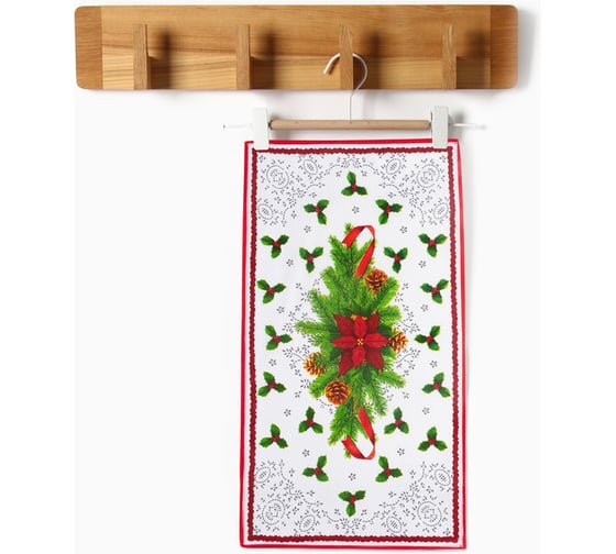 Полотенце Доляна Паунсетия 35x60 см,100% хлопок 160 г/м2 2588672 1