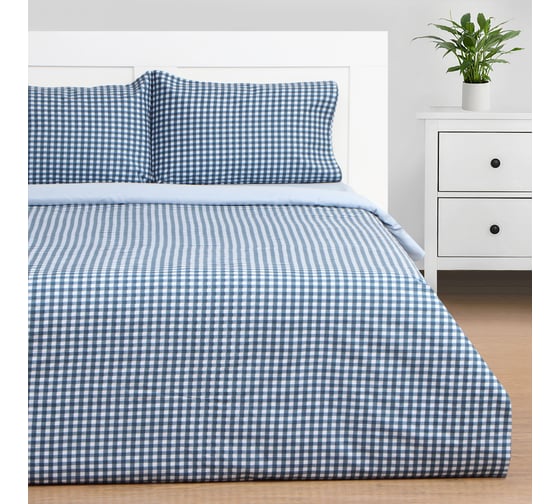 Комплект постельного белья Этель дуэт, Blue cage 150x215 см 2 шт, 225x240 см, 50x70±3 см 2 шт, новосатин 10326524 1