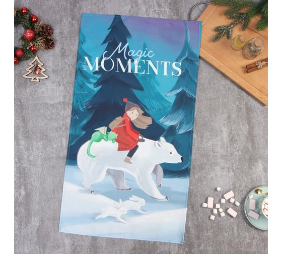 Полотенце Этель Magic moment 40x73 см, 100% хлопок, саржа 190 г/м2 9907879 1