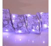 Гирлянда для дома Серпантин лента декоративная Звездное сияние 2,0 м, 6 см, 20 ламп LED на батарейках, серебро подсветка белый 185-0594